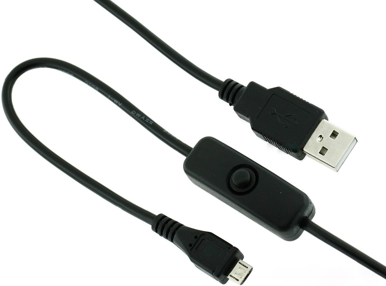 3A Micro USB Cable with On/Off Power Button Switch for Raspberry Pi ...