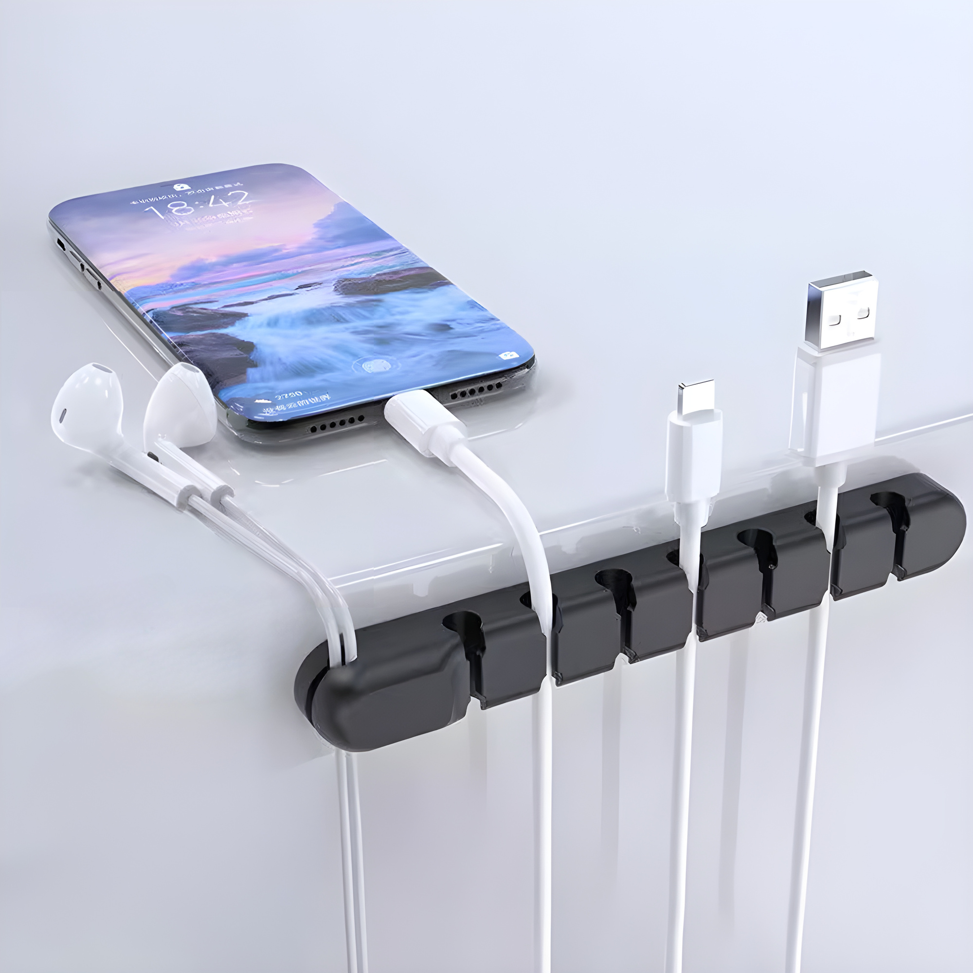 8-Clip Multi USB Cable Organizer Cord Management Charger Clip Wire ...