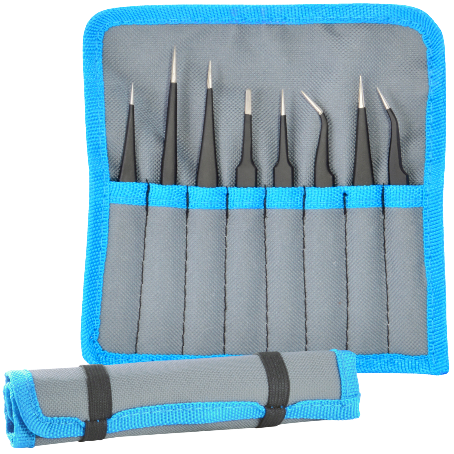Delcast TZ-8X ESD Safe Anti-Static Stainless Steel Tweezers Set, 8
